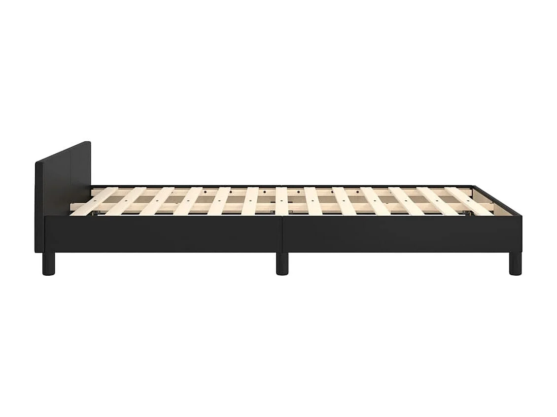 Giroletto con Testiera Nero 120x200 cm in Similpelle