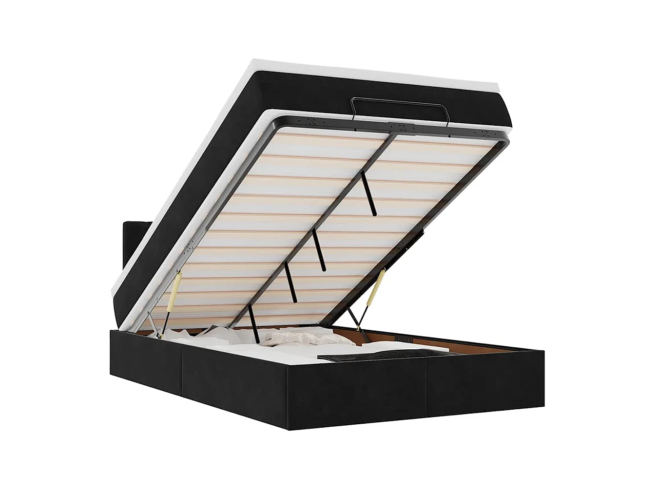 Lit ottoman avec matelas noir 120x190 cm velours