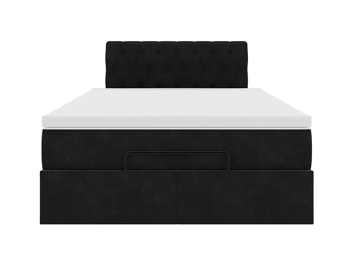 Lit ottoman avec matelas noir 120x190 cm velours