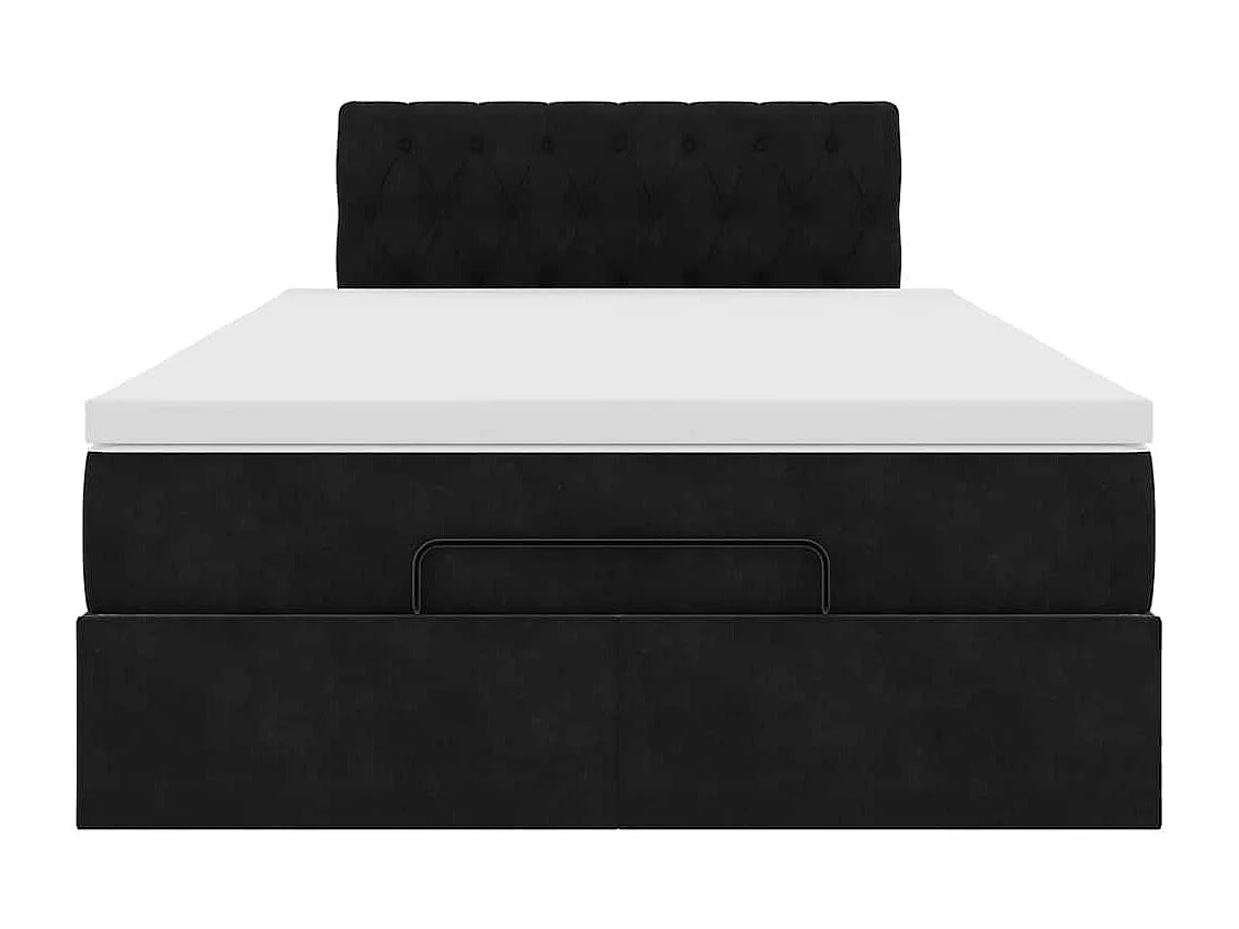 Ottoman-Bett mit Matratze Schwarz 120x190 cm Samt