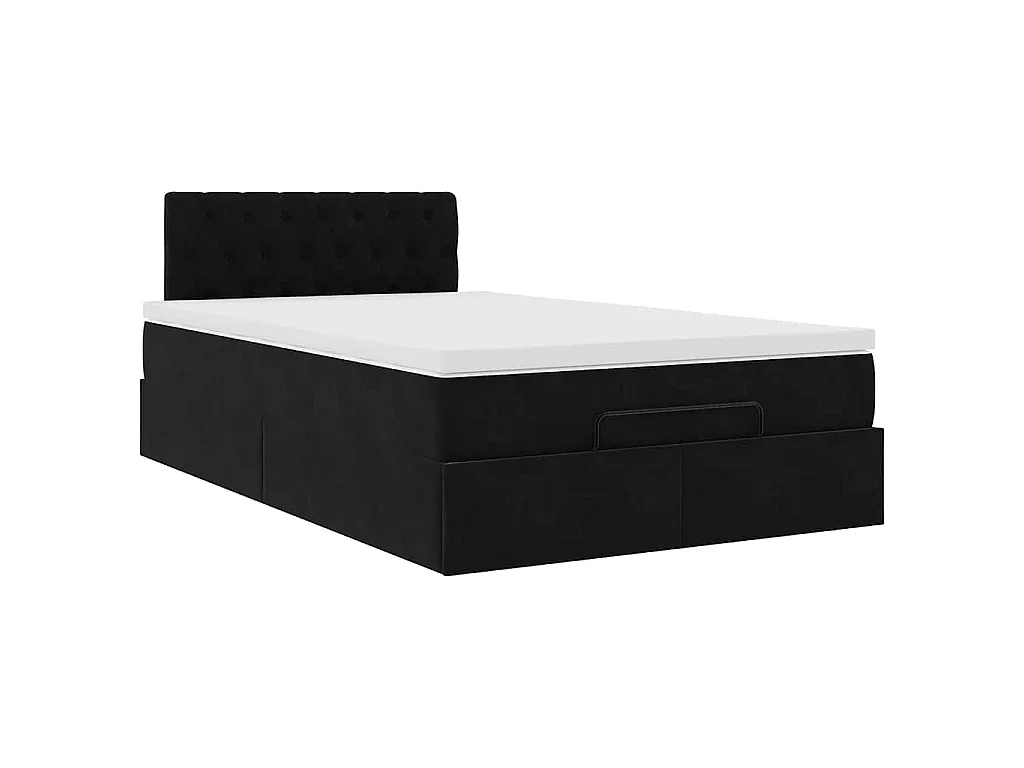 Pouf Letto con Materasso Nero 120x190 cm Velluto