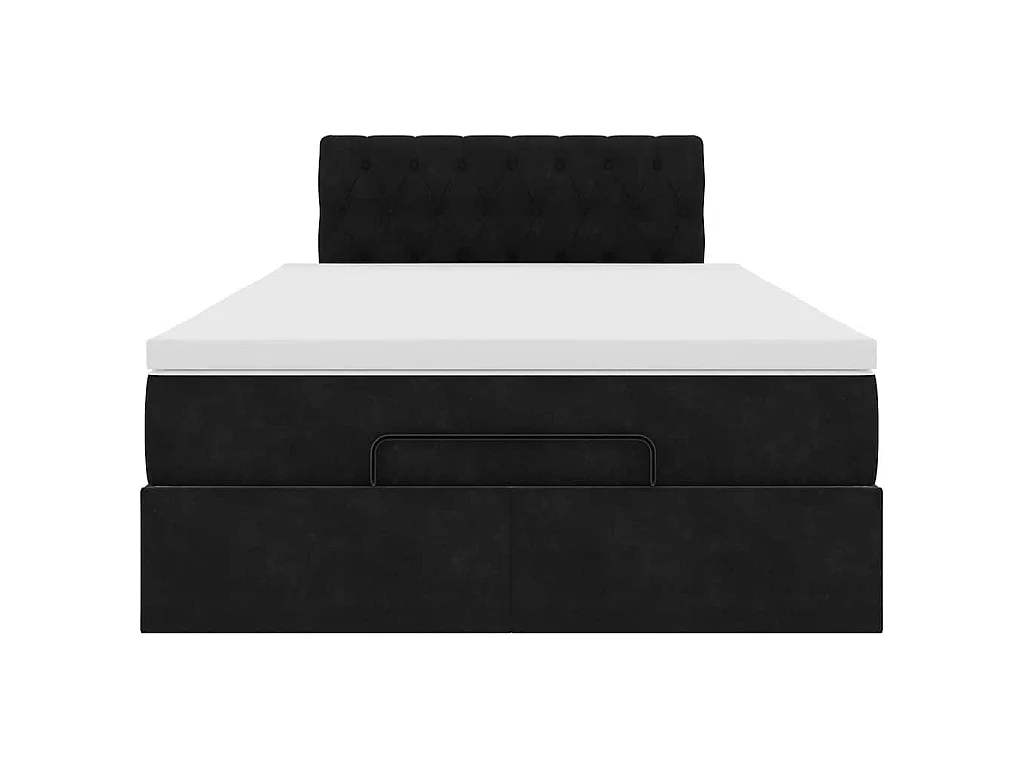 Pouf Letto con Materasso Nero 120x190 cm Velluto