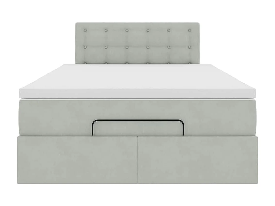 Bed poef met matras 120x190 cm fluweel lichtgrijs