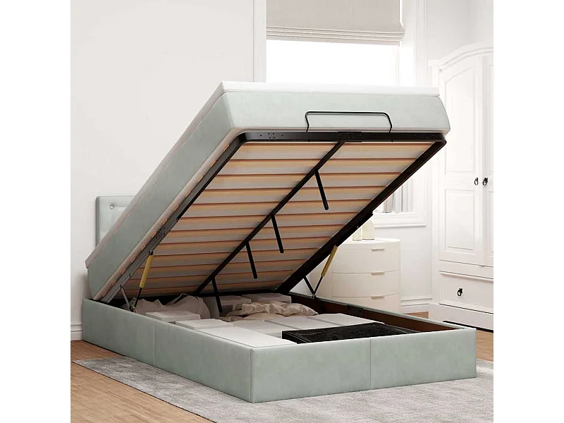 Bed poef met matras 120x190 cm fluweel lichtgrijs