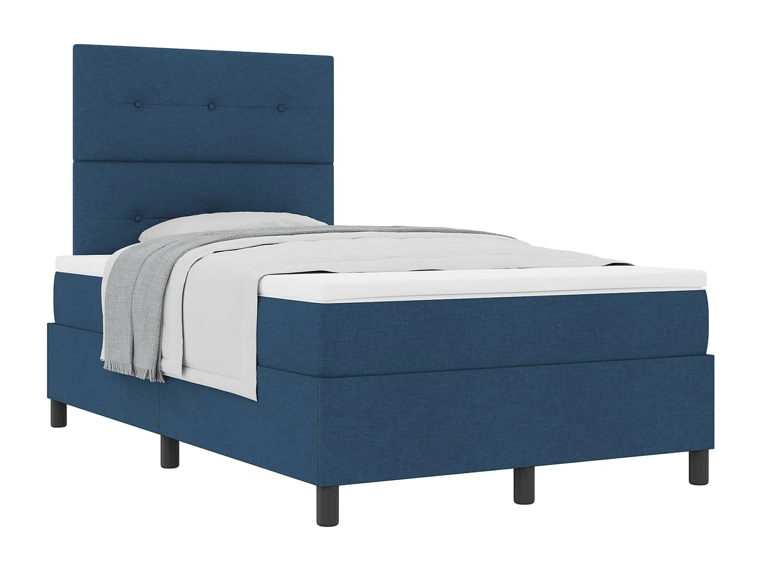 Lit à ressorts avec matelas Bleu 120 x 200 cm tissu