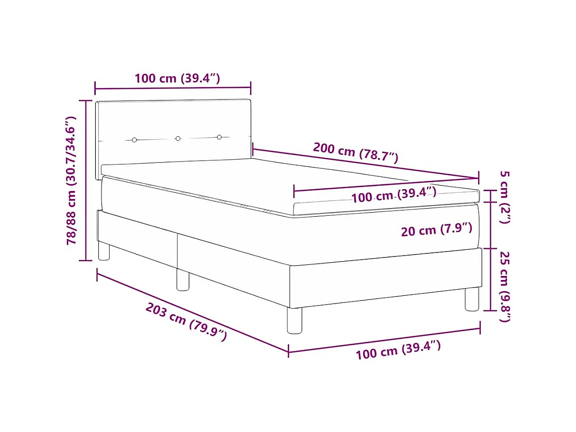 Letto box spring con materasso Talpa 100 x 200 cm Tessuto