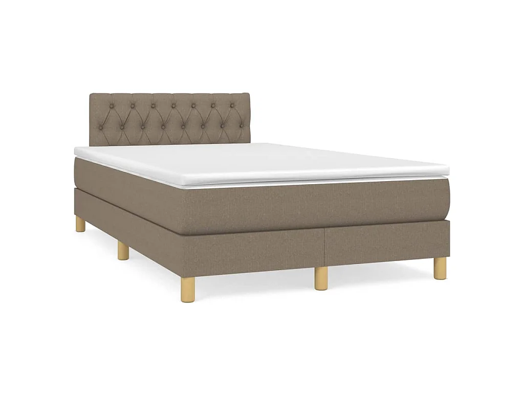 Sommier à lattes de lit matelas et LED taupe 120x190 cm tissu