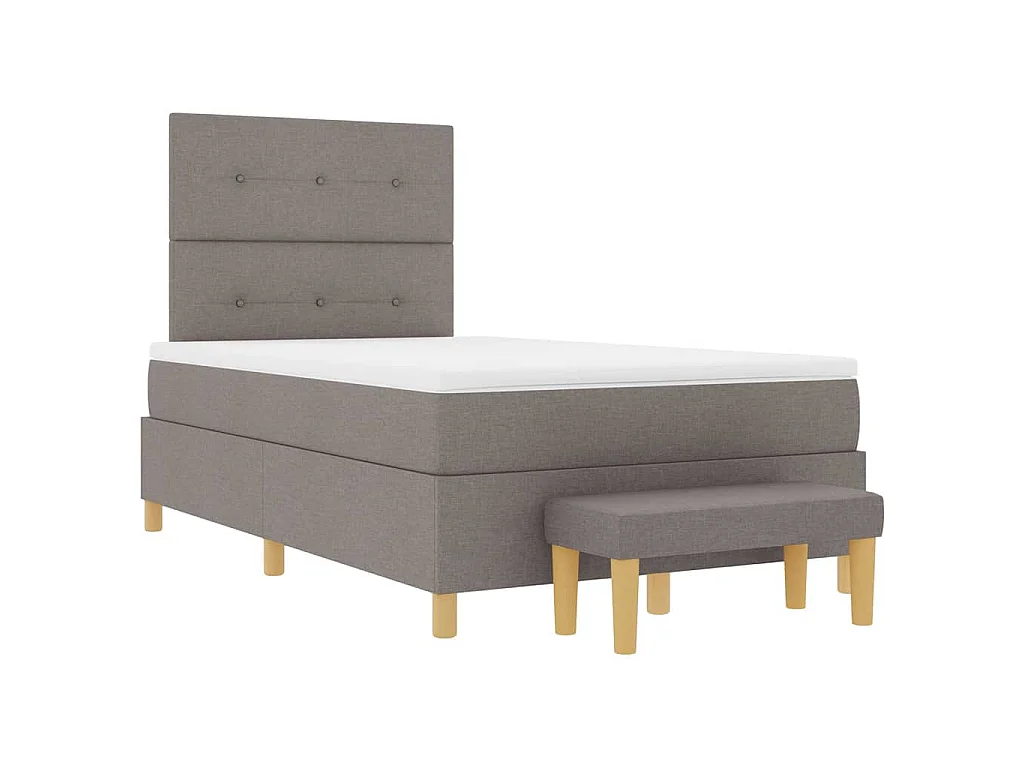 Lit à ressorts avec tête de lit Taupe 120 x 200 cm tissu