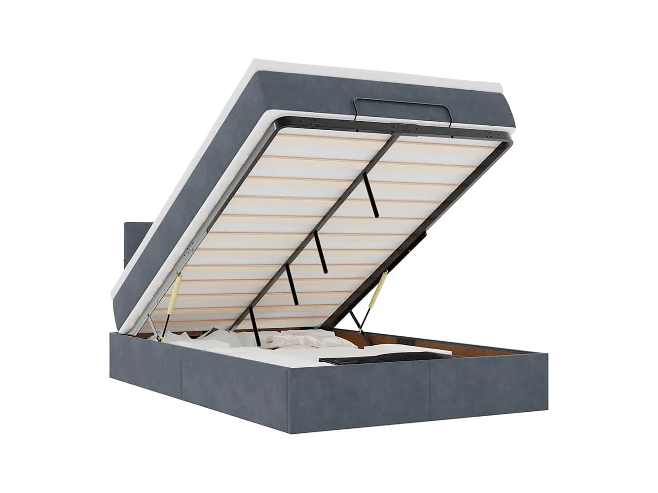 Lit ottoman avec matelas gris foncé 120x190 cm velours