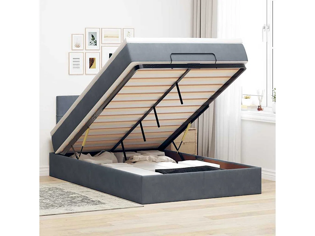 Bed poef met matras 120x190 cm fluweel donkergrijs