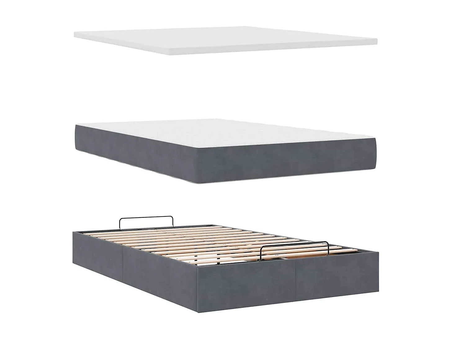 Bed poef met matras 120x190 cm fluweel donkergrijs