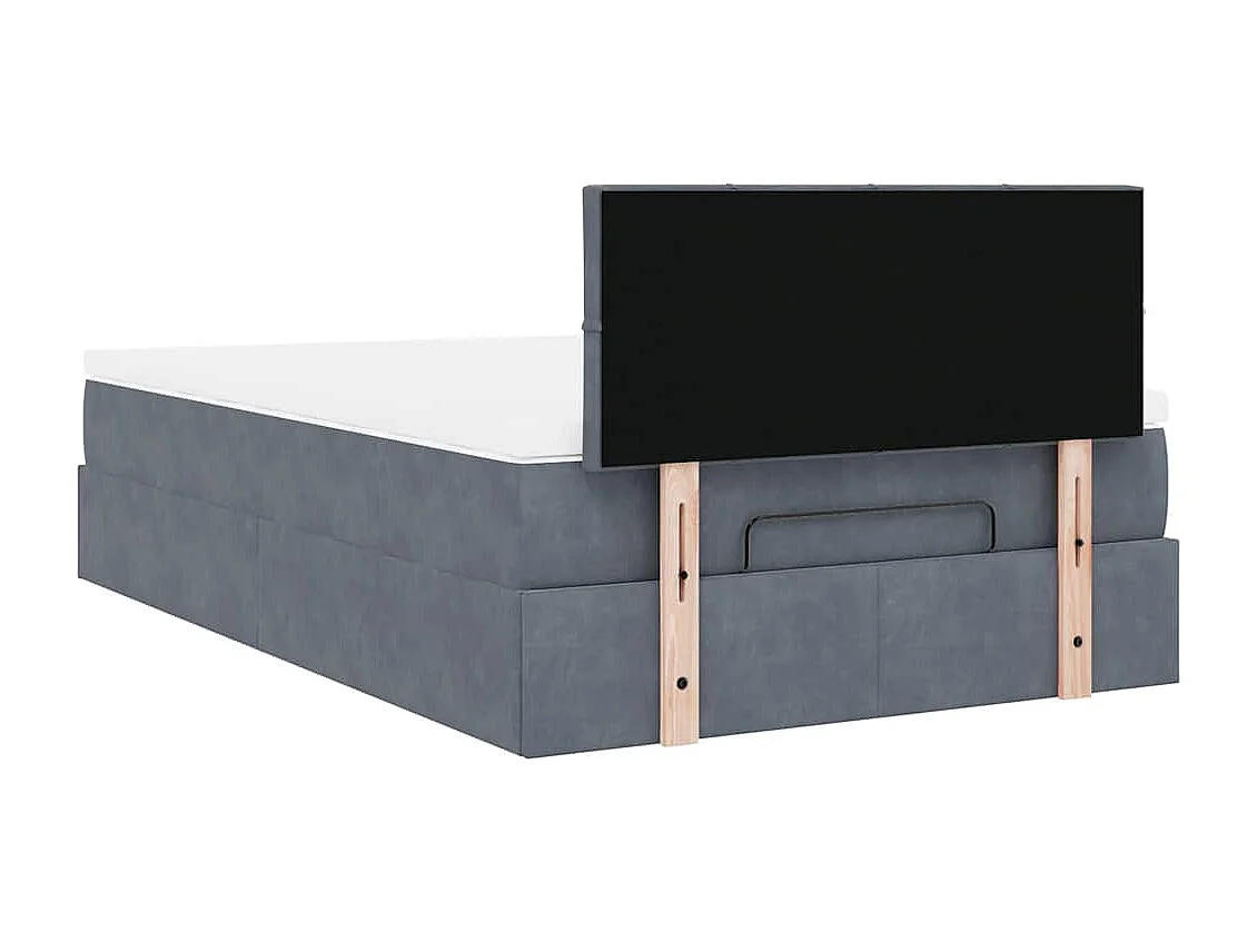 Bed poef met matras 120x190 cm fluweel donkergrijs