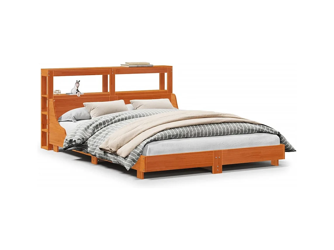 Cadre de lit sans matelas cire marron 120x190cm bois pin massif