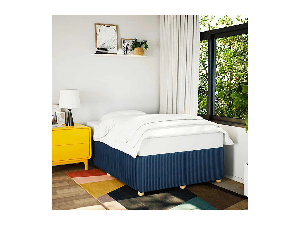 Cadre de lit sans matelas bleu 120x200 cm tissu