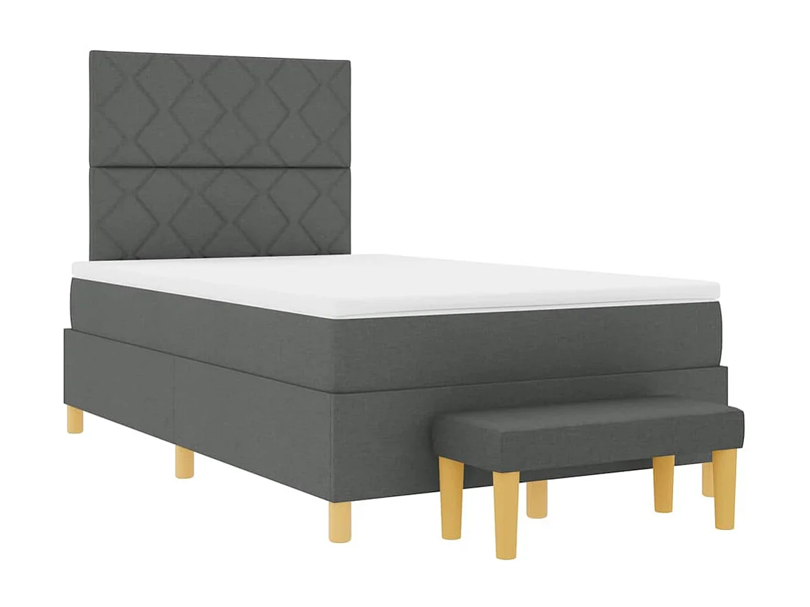 Cama tipo Box Spring con colchón Gris oscuro 120 x 200 cm tela