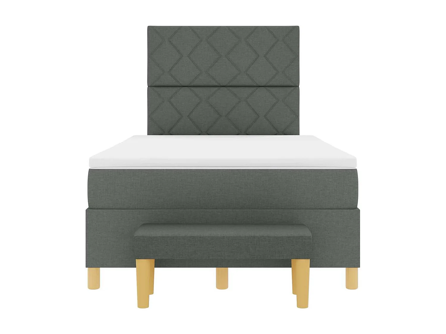 Cama tipo Box Spring con colchón Gris oscuro 120 x 200 cm tela