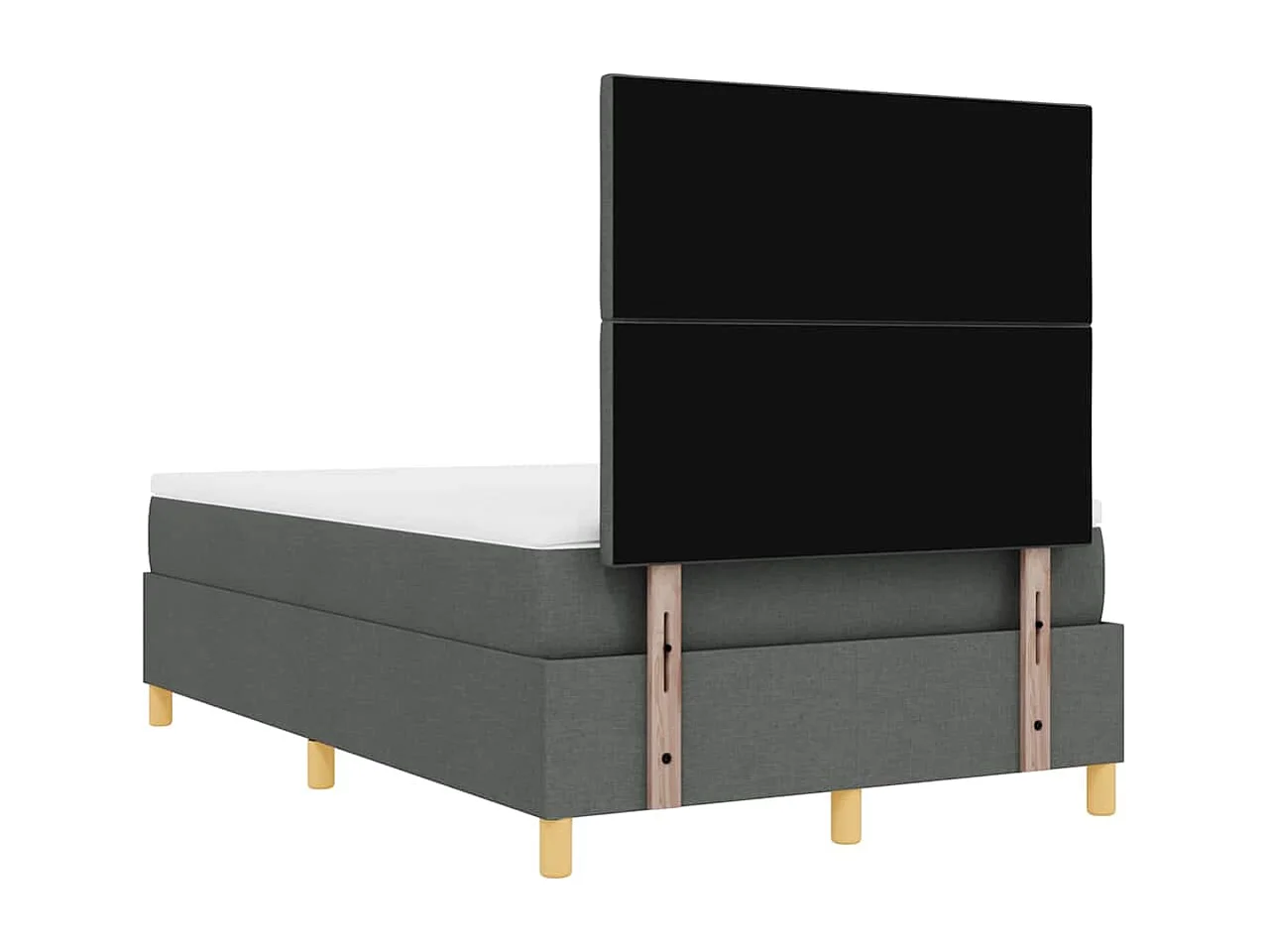 Cama tipo Box Spring con colchón Gris oscuro 120 x 200 cm tela