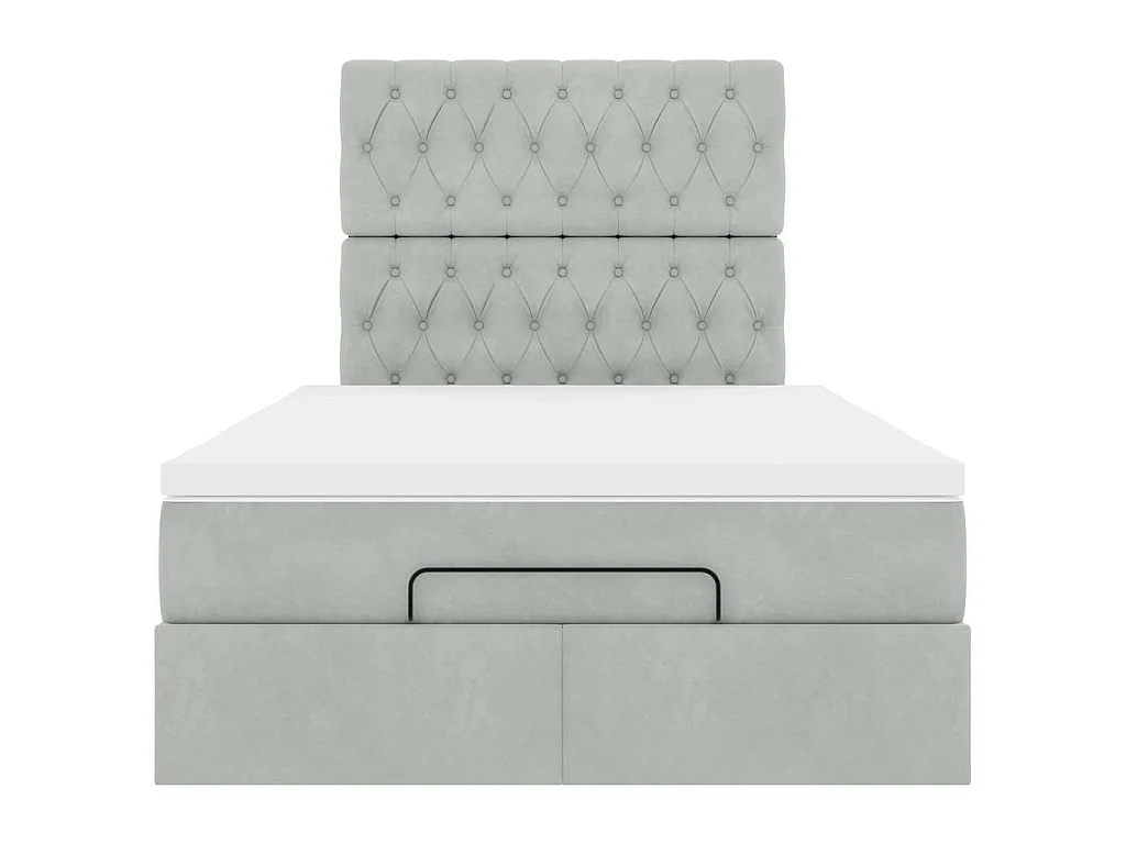 Ottoman bed met matrassen 120x200cm fluweel lichtgrijs