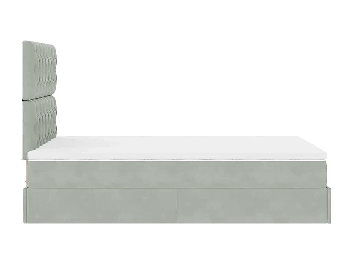 Ottoman bed met matrassen 120x200cm fluweel lichtgrijs