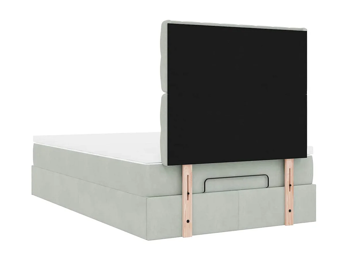 Ottoman bed met matrassen 120x200cm fluweel lichtgrijs