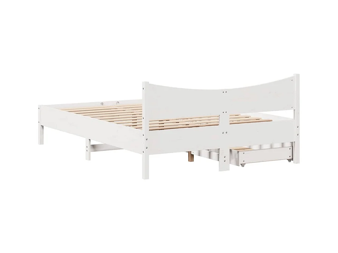 Cadre de lit avec tiroirs blanc 120x190 cm bois pin massif