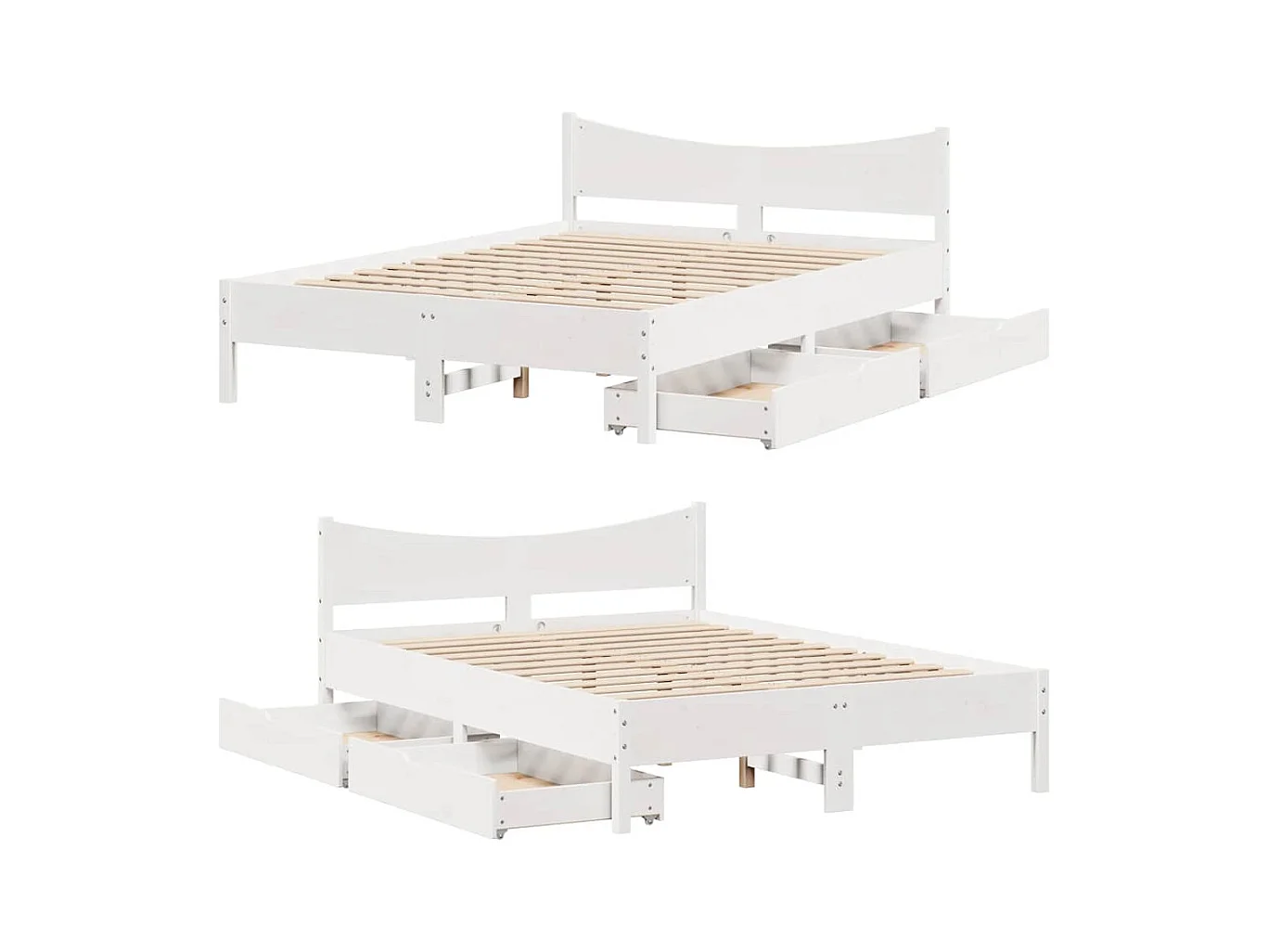 Cadre de lit avec tiroirs blanc 120x190 cm bois pin massif