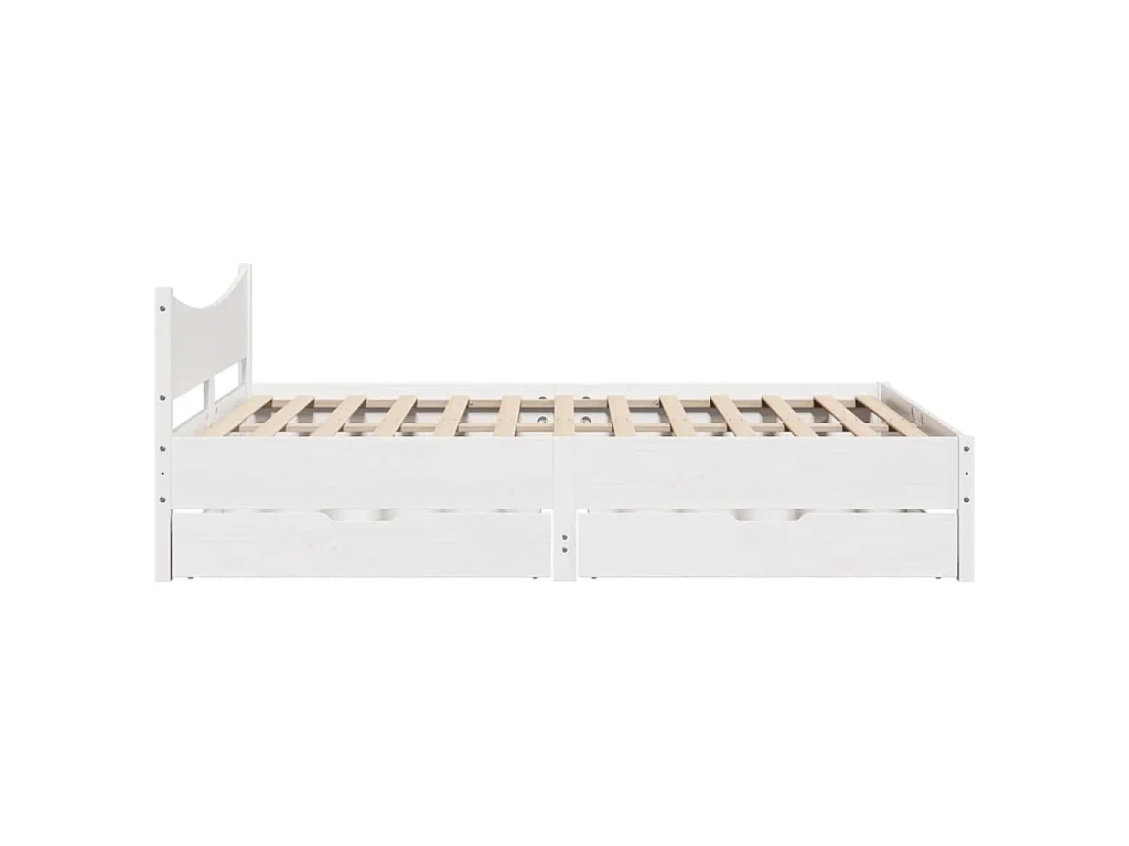 Cadre de lit avec tiroirs blanc 120x190 cm bois pin massif