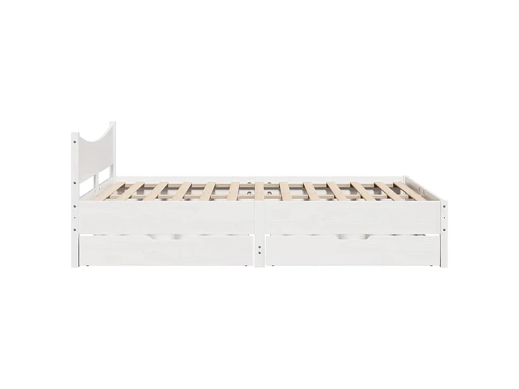 Cadre de lit avec tiroirs blanc 120x190 cm bois pin massif