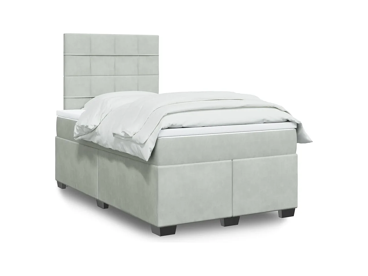 Giroletto a Molle con Materasso Grigio Chiaro 120x190cm Velluto