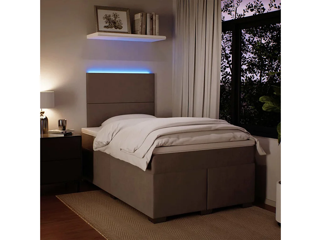 Cama box spring con colchón terciopelo gris claro 120x190 cm