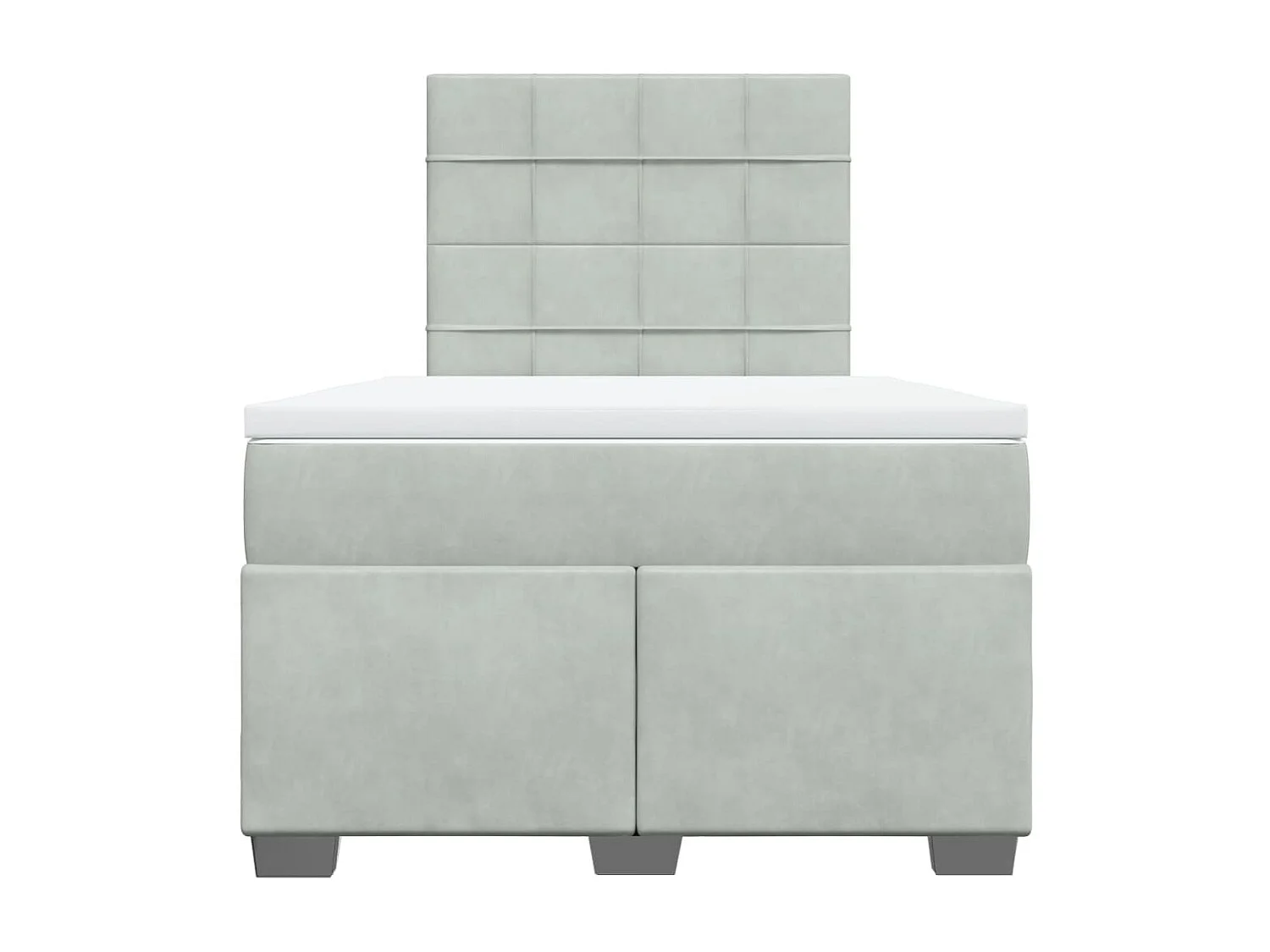 Cama box spring con colchón terciopelo gris claro 120x190 cm