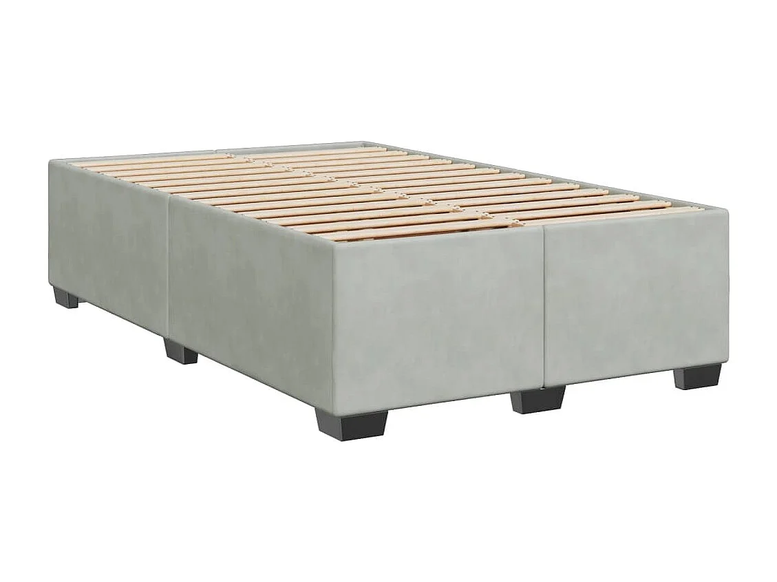 Cama box spring con colchón terciopelo gris claro 120x190 cm