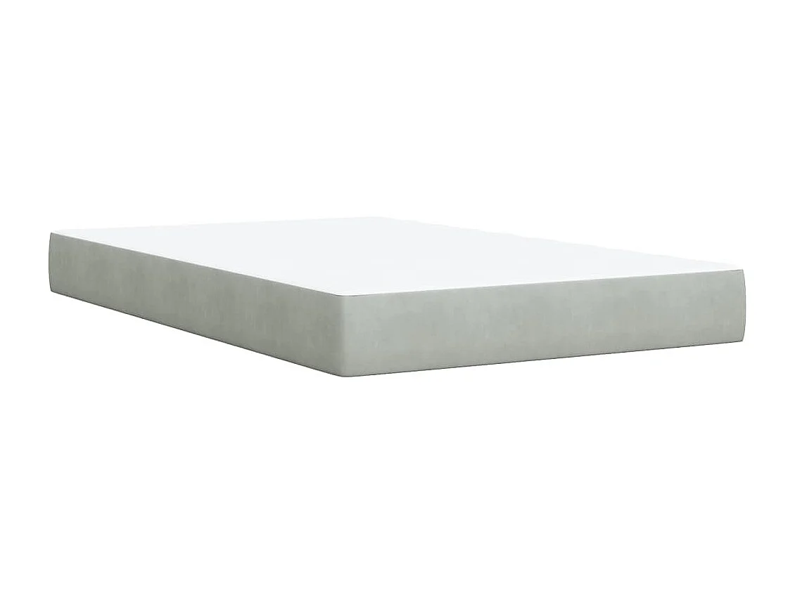 Cama box spring con colchón terciopelo gris claro 120x190 cm