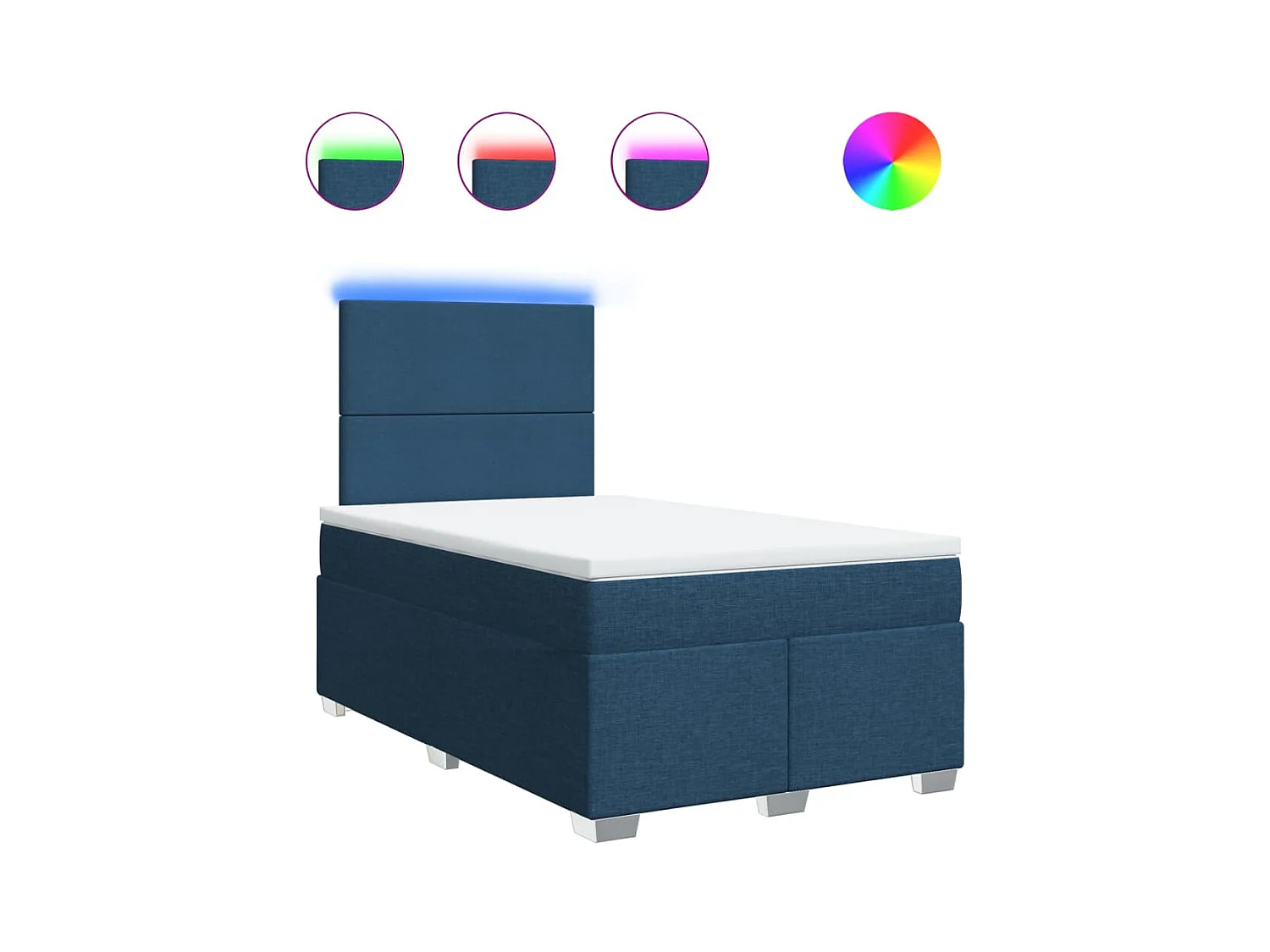 Sommier à lattes de lit avec matelas bleu 120x190 cm tissu