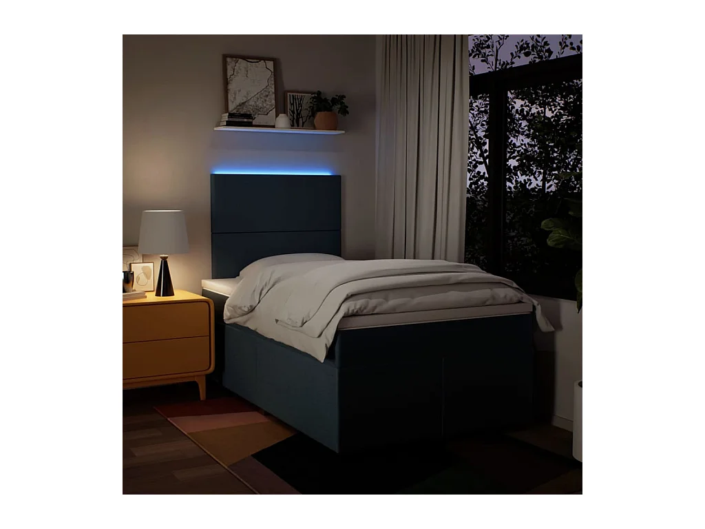 Sommier à lattes de lit avec matelas bleu 120x190 cm tissu