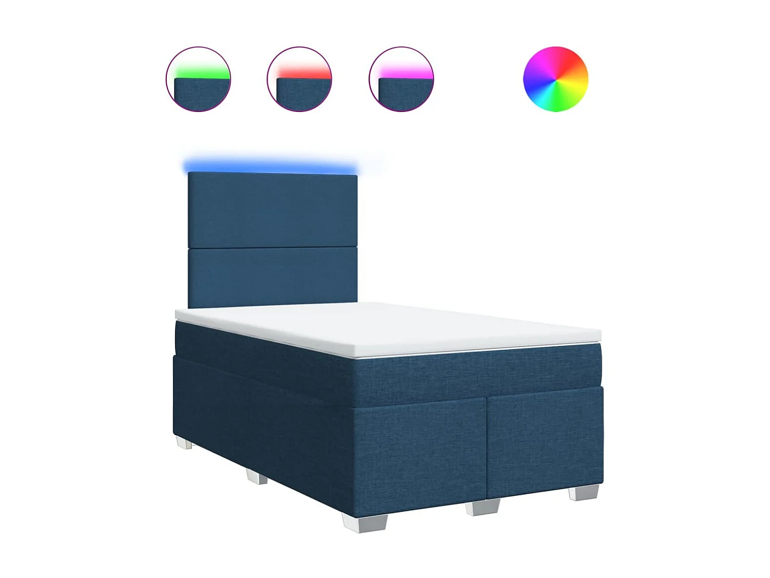 Cama boxspring com colchão 120x190 cm tecido azul