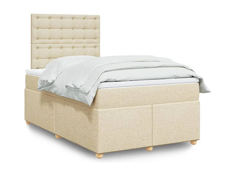 Giroletto a Molle con Materasso Crema 120x190 cm in Tessuto