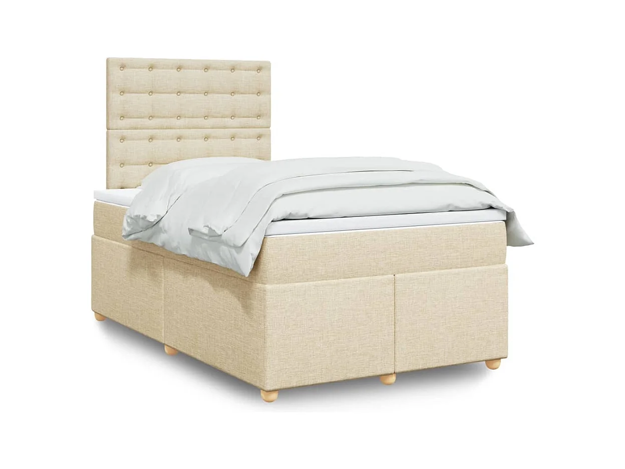 Sommier à lattes de lit avec matelas crème 120x190 cm tissu