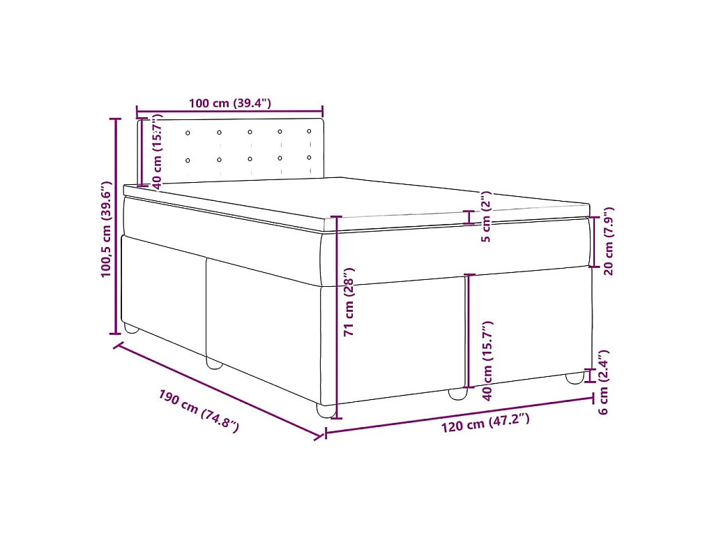 Boxspring met matras stof blauw 120x190 cm