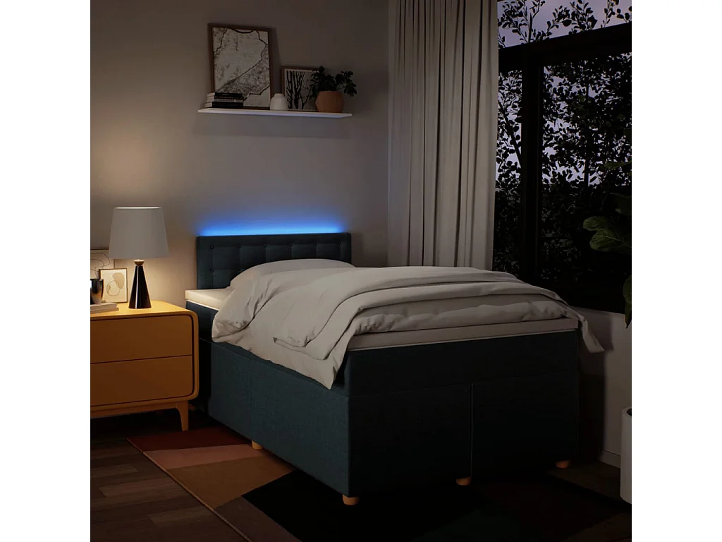 Boxspring met matras stof blauw 120x190 cm