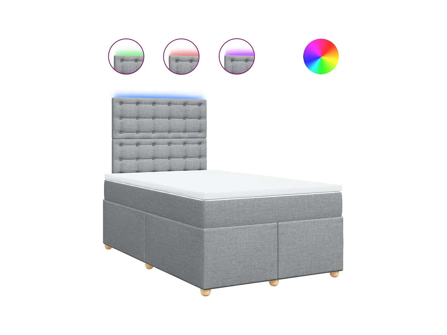 Giroletto a Molle con Materasso Grigio Chiaro 120x190cm Tessuto