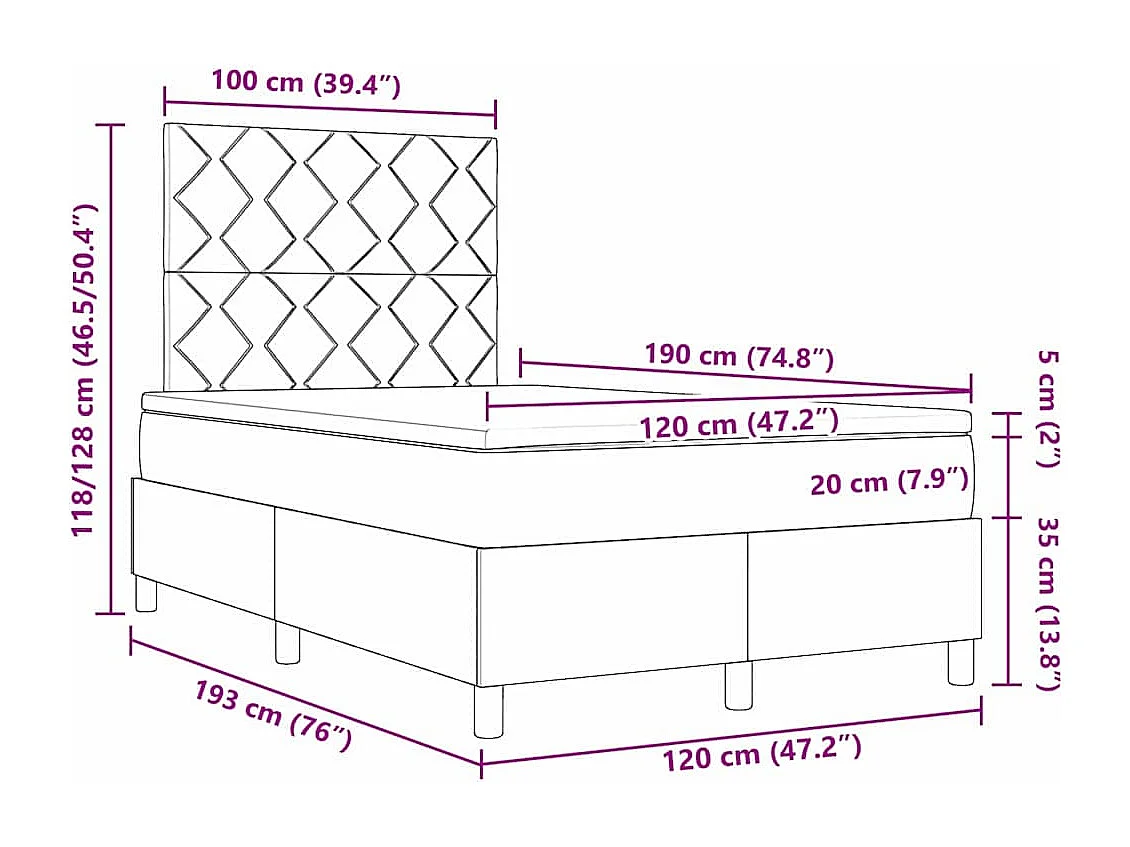 Lit à ressorts avec matelas Noir 120 x 190 cm tissu