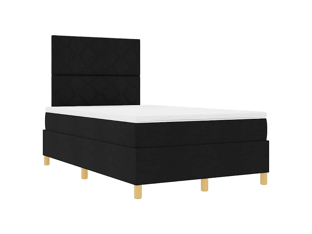 Lit à ressort LED avec tête de lit Noir 120 x 190 cm tissu