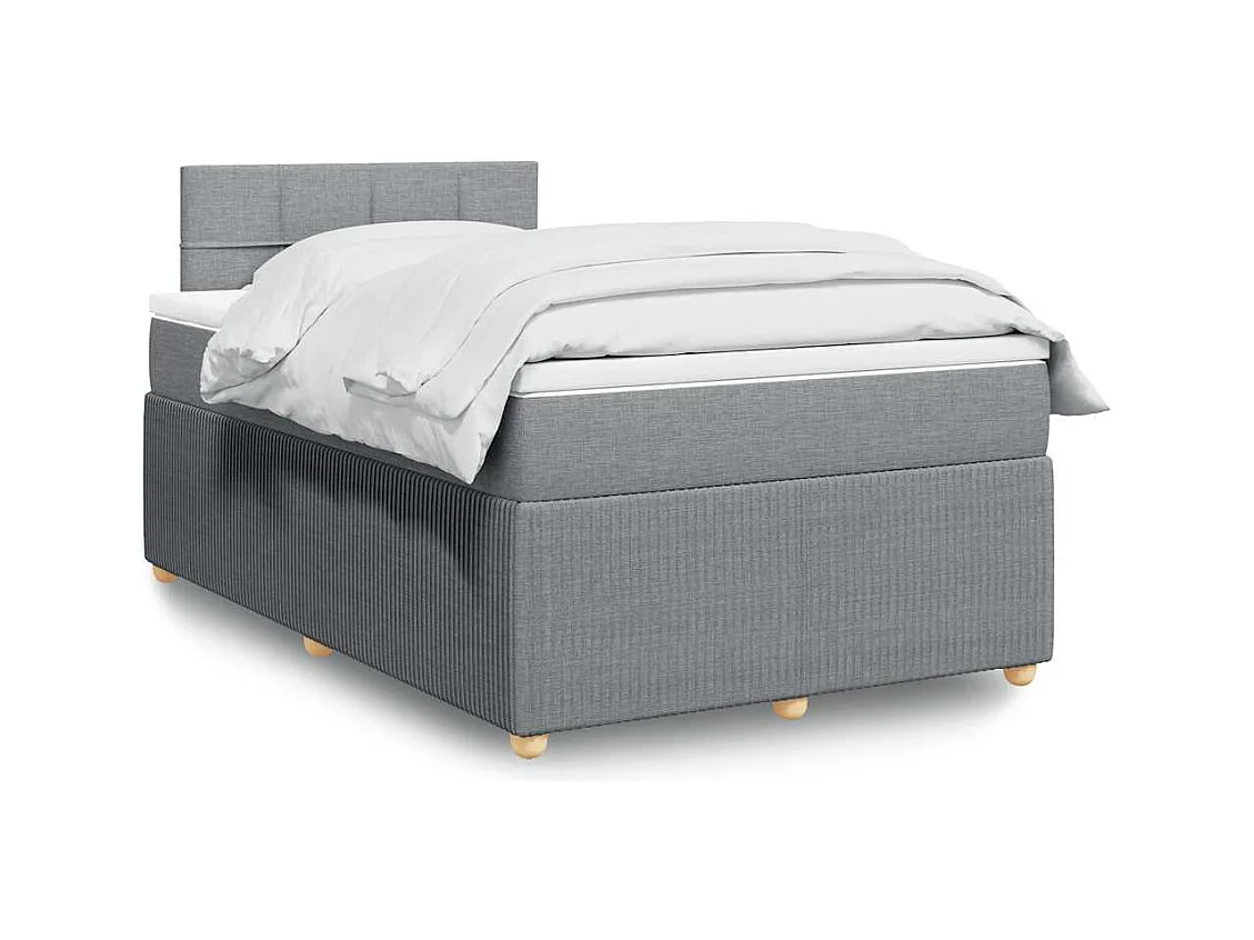 Sommier à lattes de lit et matelas gris clair 120x190 cm tissu