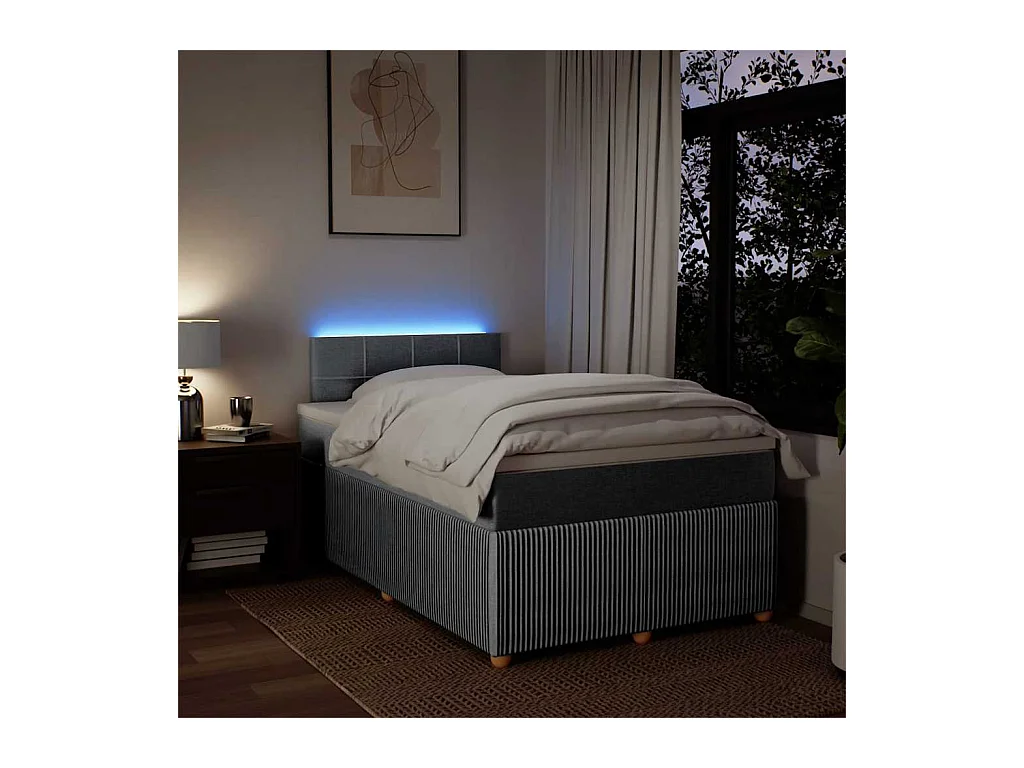 Sommier à lattes de lit et matelas gris clair 120x190 cm tissu