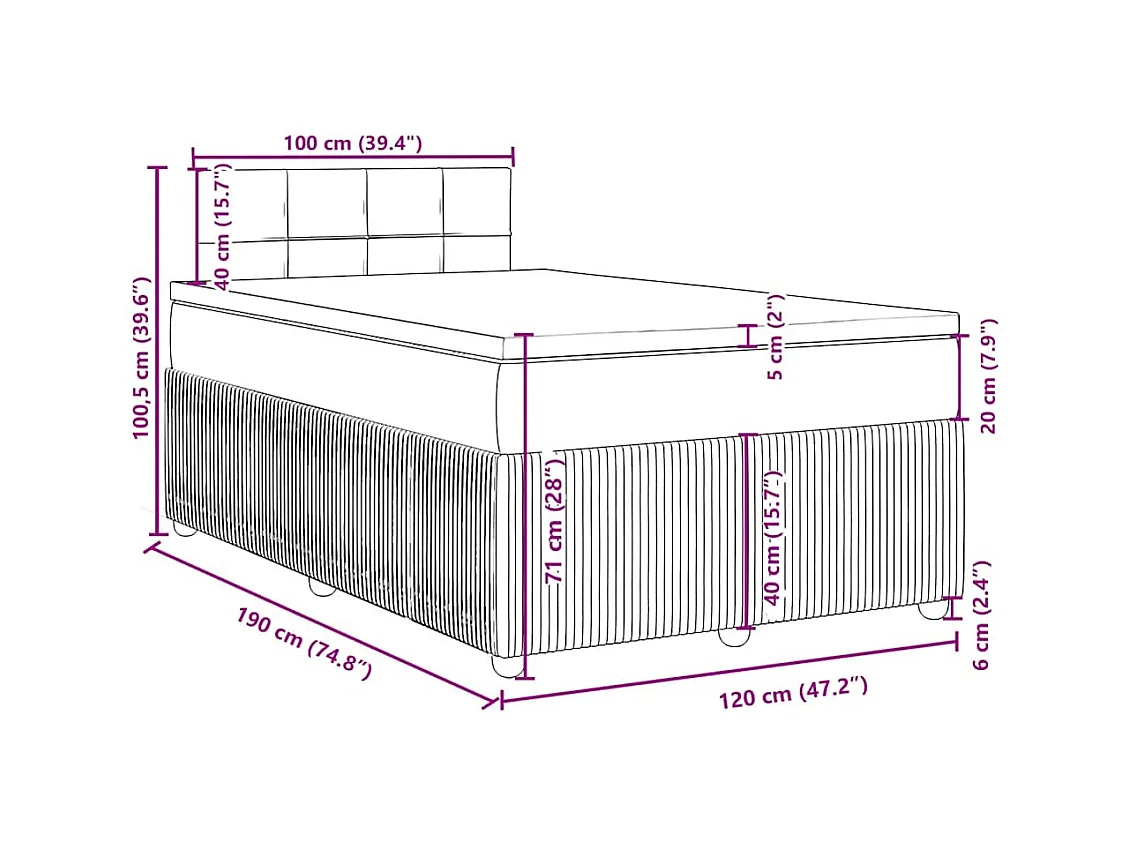 Boxspringbett mit Matratze Hellgrau 120x190 cm Stoff