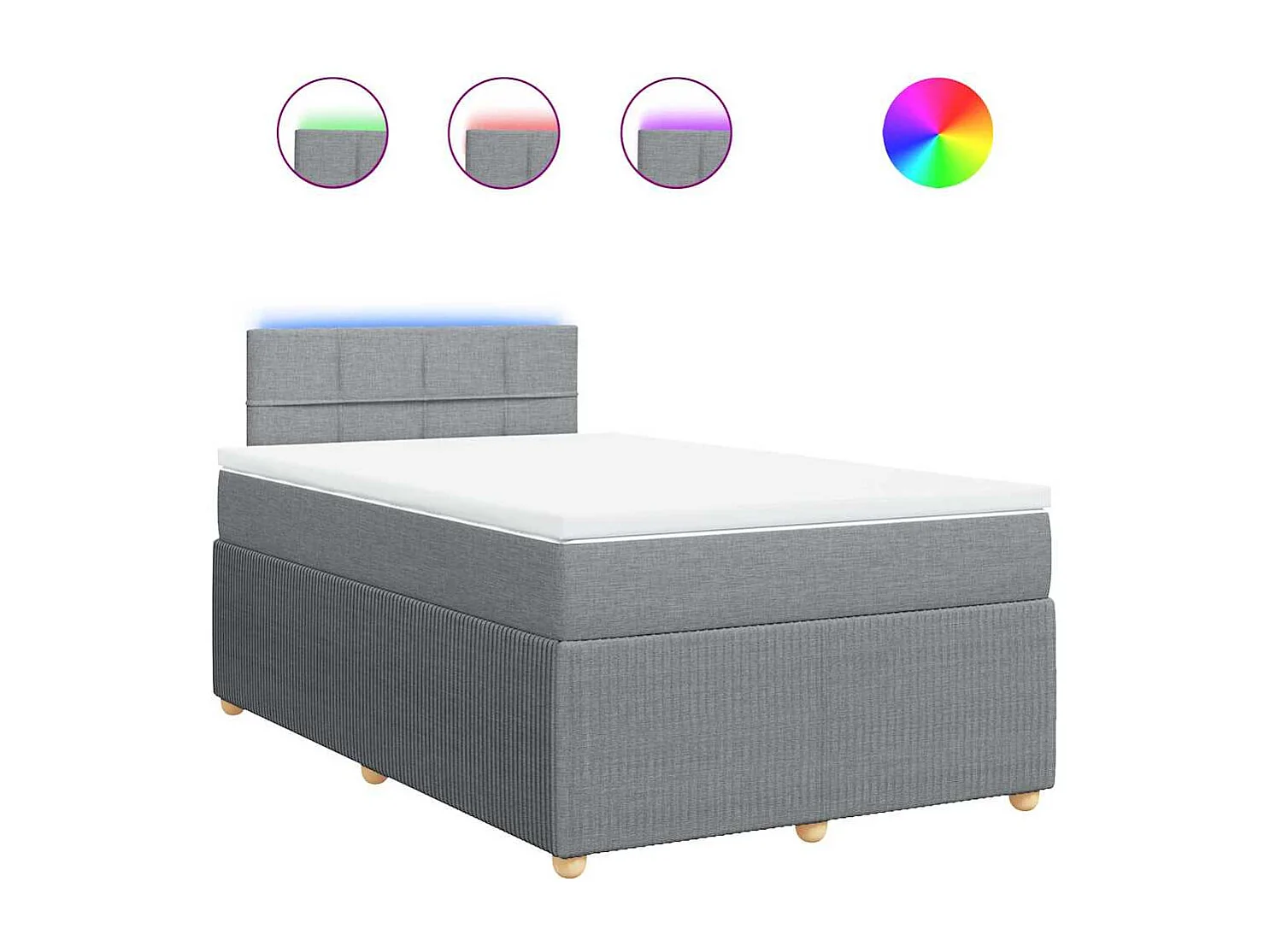 Sommier à lattes de lit et matelas gris clair 120x190 cm tissu