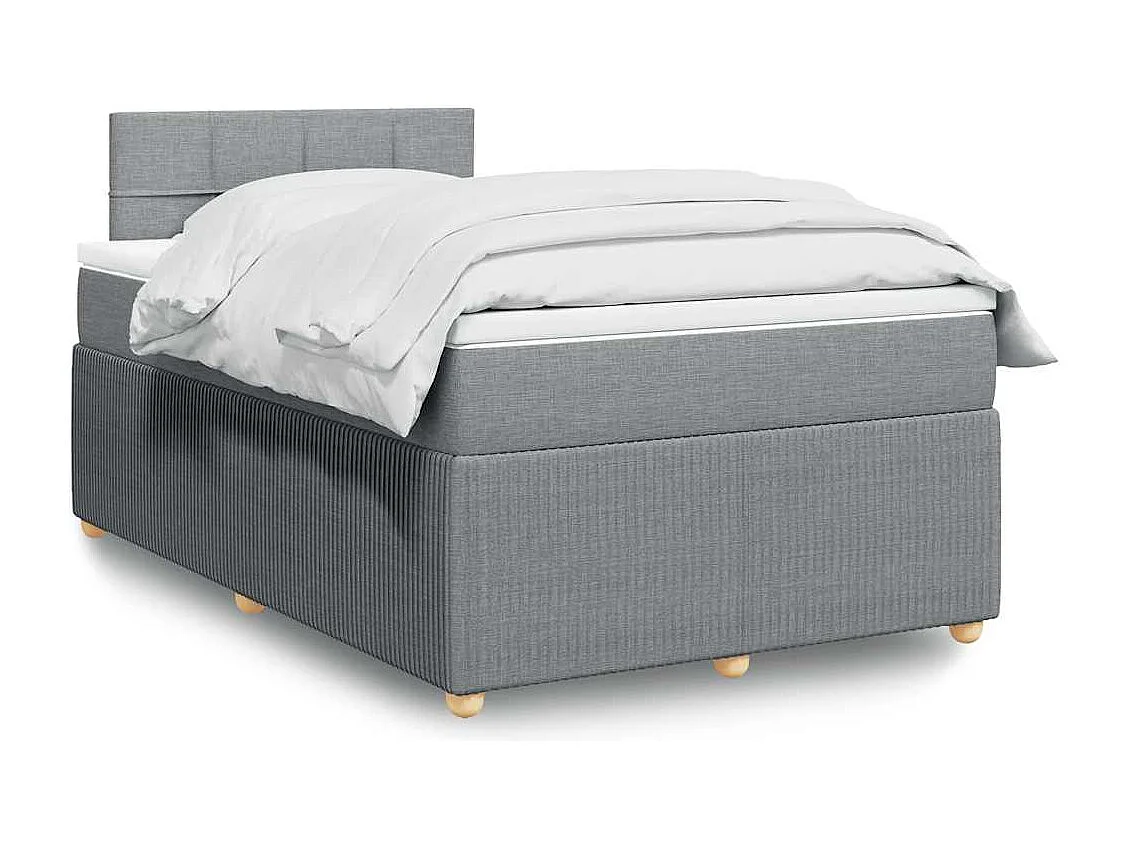Sommier à lattes de lit et matelas gris clair 120x190 cm tissu