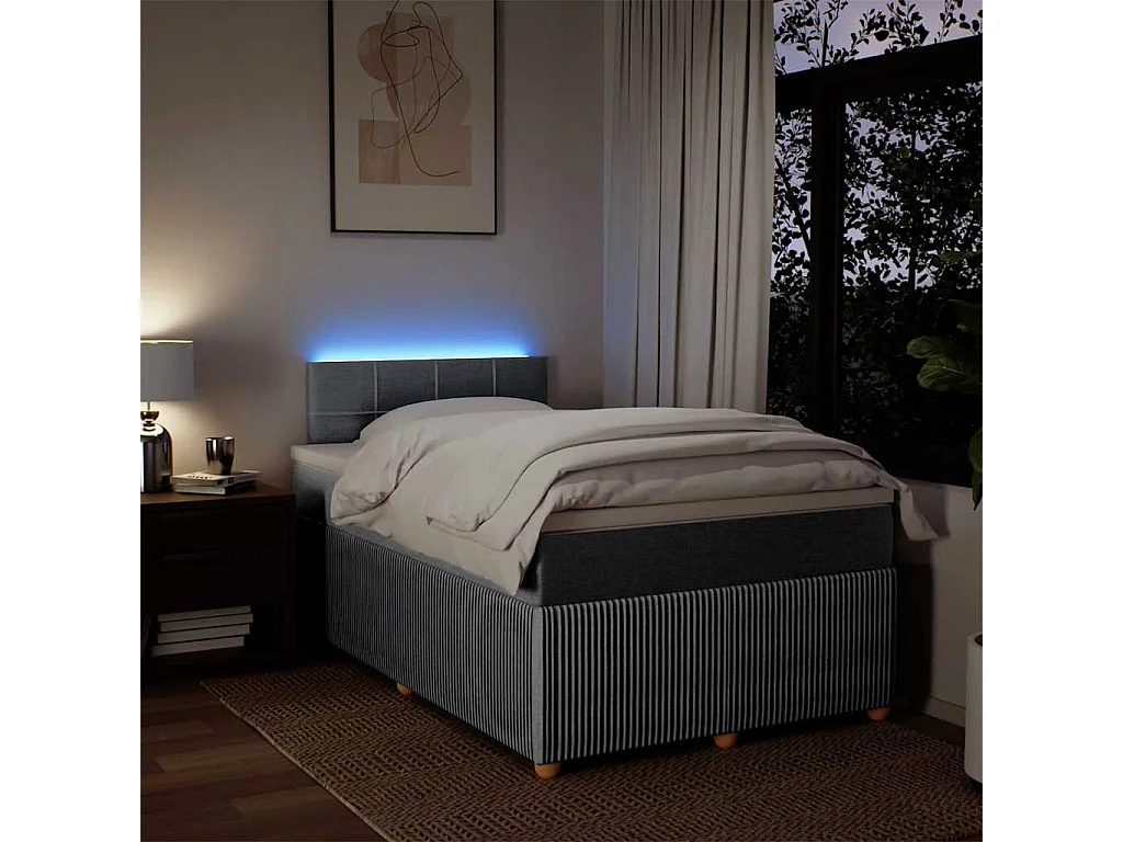 Sommier à lattes de lit et matelas gris clair 120x190 cm tissu