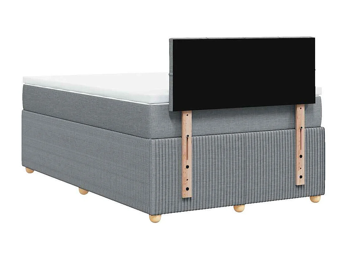 Sommier à lattes de lit et matelas gris clair 120x190 cm tissu